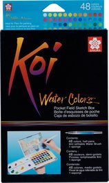 Sakura Koi Water Colors Pocket Field Sketch Box avec 48 godets